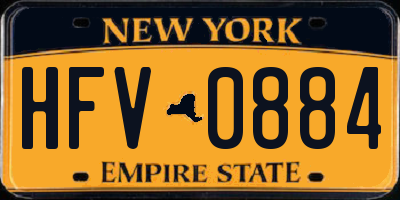NY license plate HFV0884