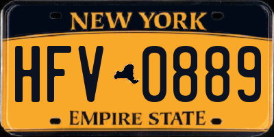 NY license plate HFV0889