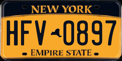 NY license plate HFV0897