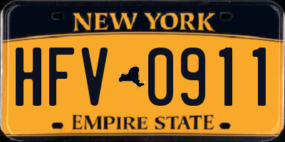 NY license plate HFV0911