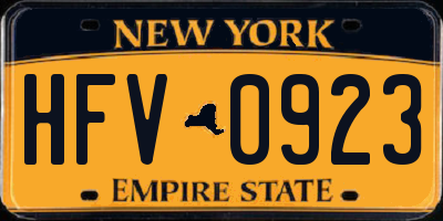 NY license plate HFV0923
