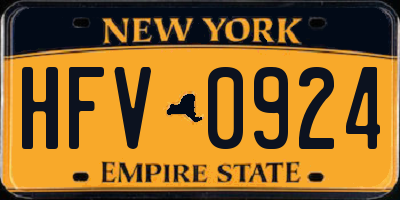 NY license plate HFV0924