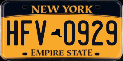 NY license plate HFV0929