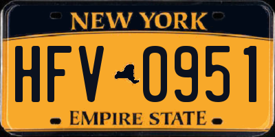 NY license plate HFV0951
