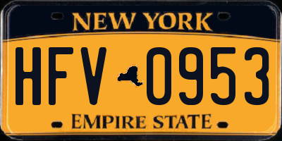 NY license plate HFV0953