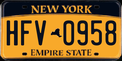 NY license plate HFV0958