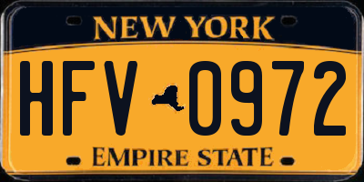 NY license plate HFV0972