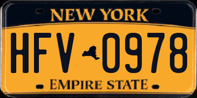 NY license plate HFV0978