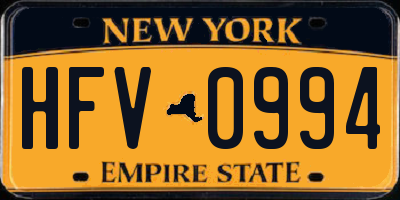 NY license plate HFV0994