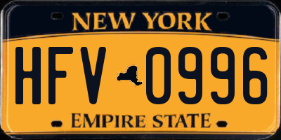 NY license plate HFV0996