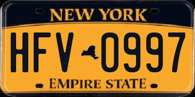 NY license plate HFV0997