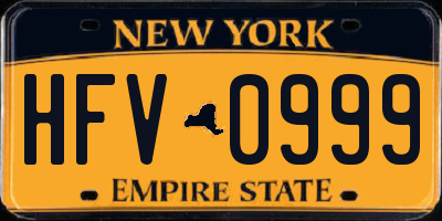 NY license plate HFV0999
