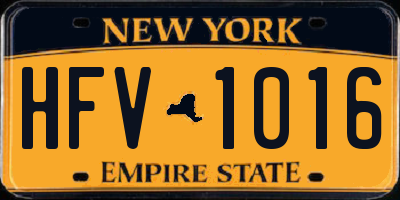 NY license plate HFV1016