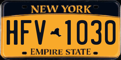 NY license plate HFV1030