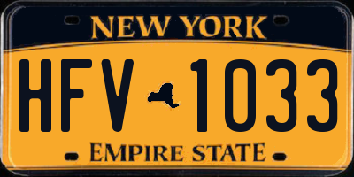 NY license plate HFV1033