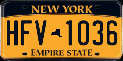 NY license plate HFV1036