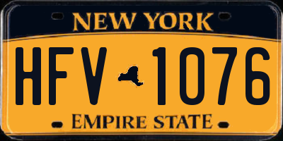 NY license plate HFV1076