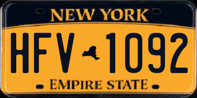 NY license plate HFV1092