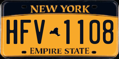 NY license plate HFV1108