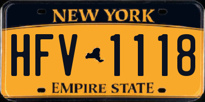 NY license plate HFV1118