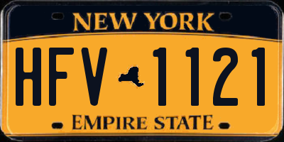 NY license plate HFV1121