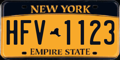 NY license plate HFV1123