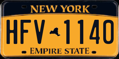 NY license plate HFV1140