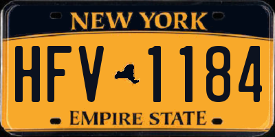 NY license plate HFV1184