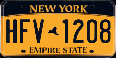 NY license plate HFV1208