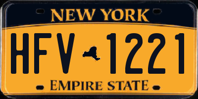 NY license plate HFV1221