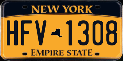 NY license plate HFV1308