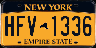 NY license plate HFV1336
