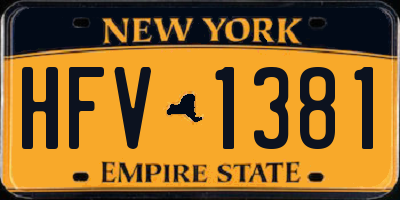 NY license plate HFV1381