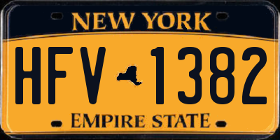 NY license plate HFV1382