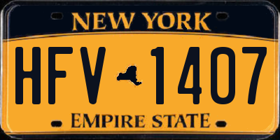 NY license plate HFV1407