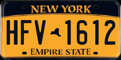 NY license plate HFV1612