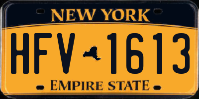 NY license plate HFV1613