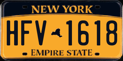 NY license plate HFV1618