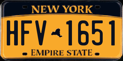 NY license plate HFV1651