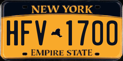 NY license plate HFV1700