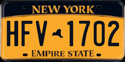 NY license plate HFV1702