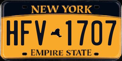 NY license plate HFV1707