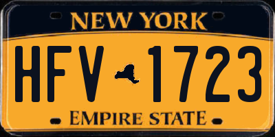 NY license plate HFV1723