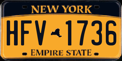 NY license plate HFV1736