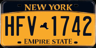 NY license plate HFV1742
