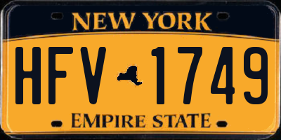 NY license plate HFV1749