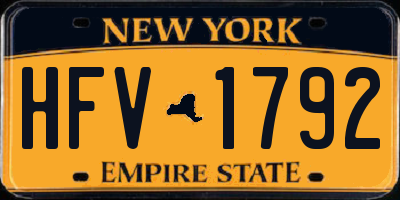 NY license plate HFV1792
