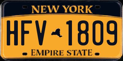 NY license plate HFV1809