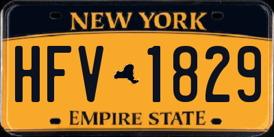 NY license plate HFV1829
