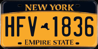 NY license plate HFV1836
